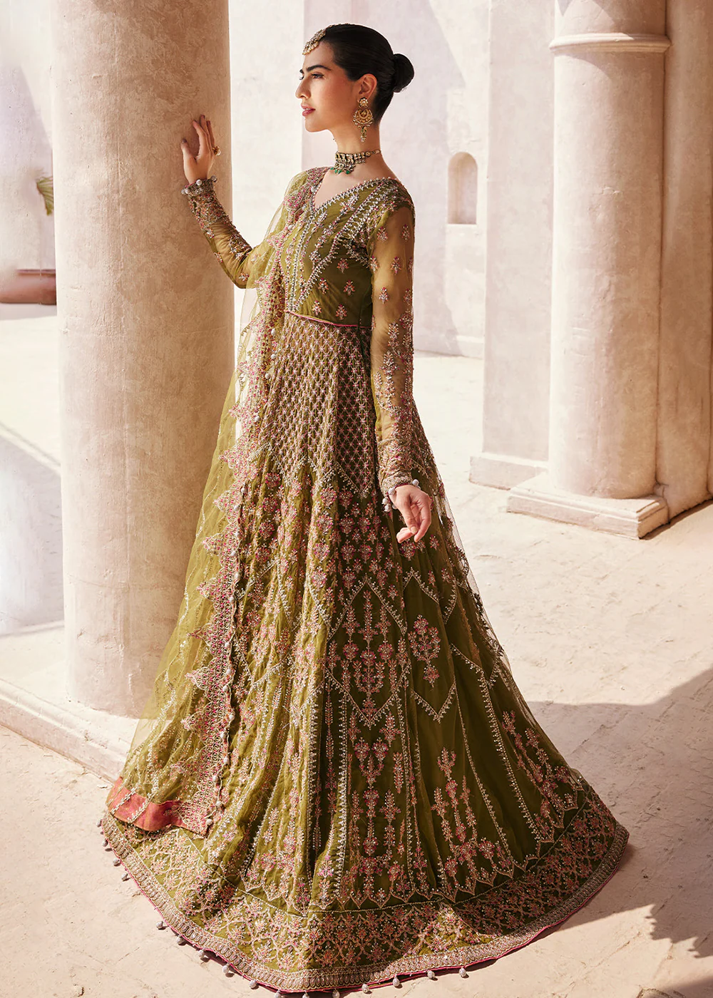Green Maxi Dress | Emaan Adeel | Mirha Wedding Edition '23 | MH-207 - Image 5
