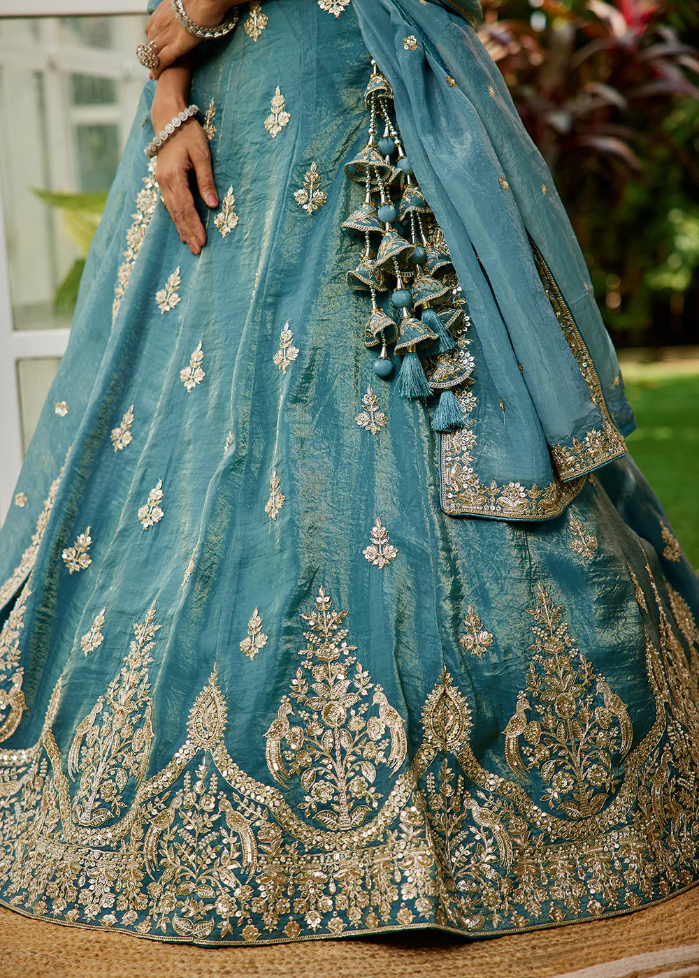 Green Organza Fabric Embroidered Designer Lehenga Choli - Image 7