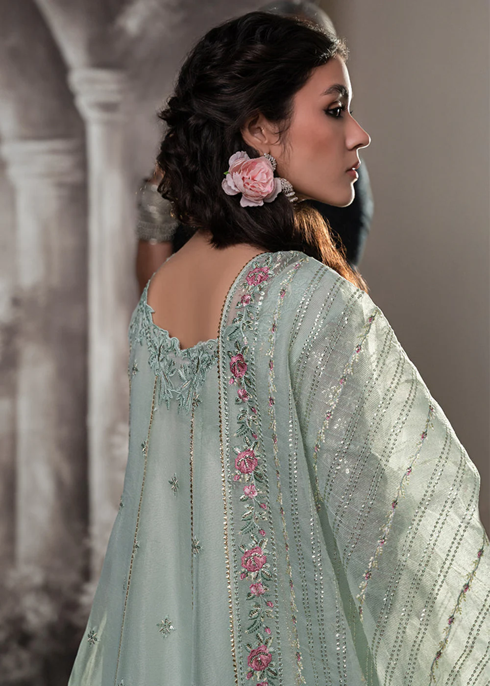 Green Organza Net Pakistani Suit | Mushq | Qala Kamdaani | Haniya - Image 11