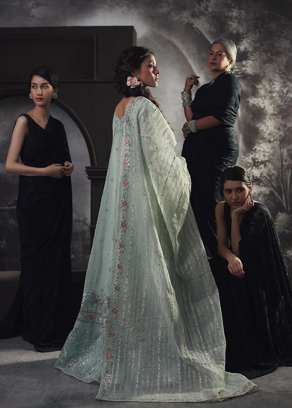 Green Organza Net Pakistani Suit | Mushq | Qala Kamdaani | Haniya - Image 3