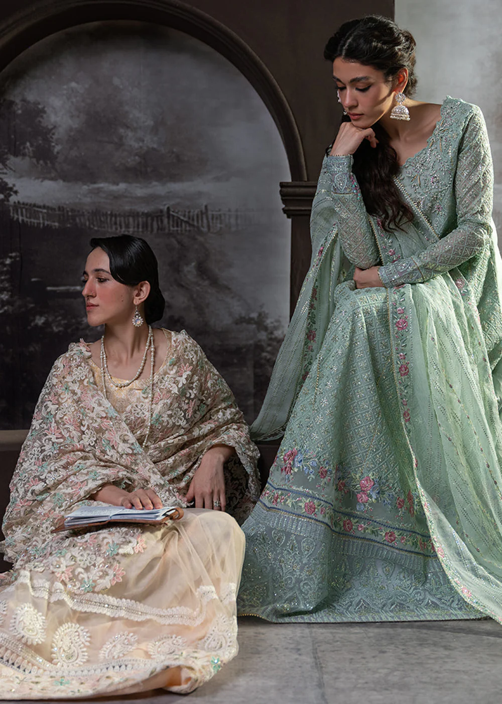 Green Organza Net Pakistani Suit | Mushq | Qala Kamdaani | Haniya - Image 4