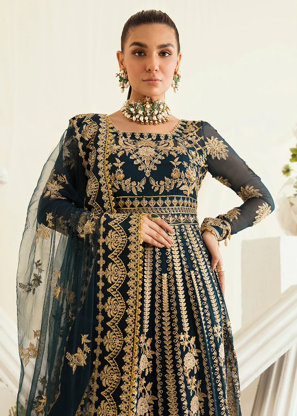 Green Pakistani Maxi Dress | Ayzel | Fleur De Lis Formals’23 | Fleurette - Image 4
