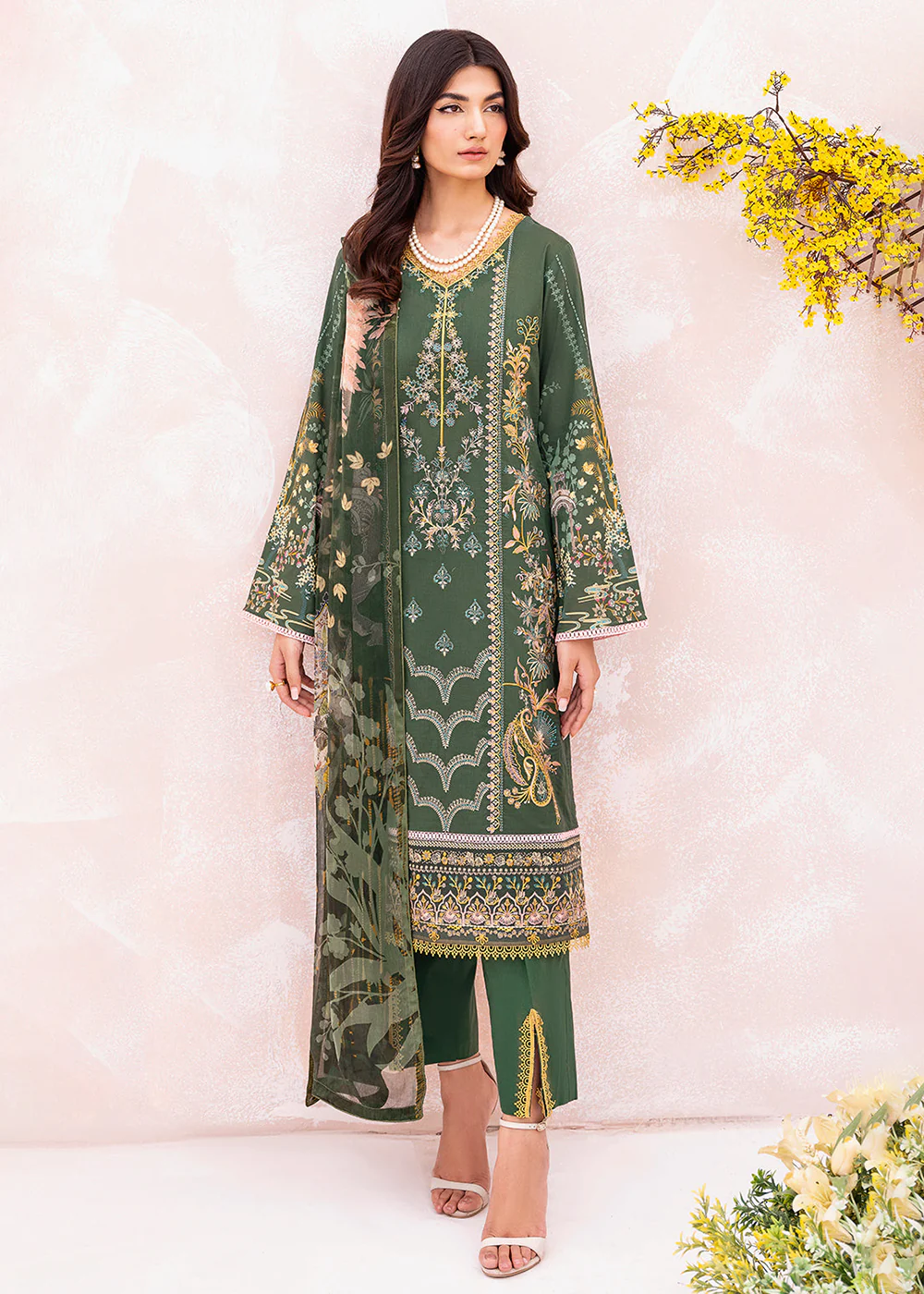 Green Pakistani Salwar Suit - Ramsha Mashaal Collection Vol 7 - #L-702 - Image 5