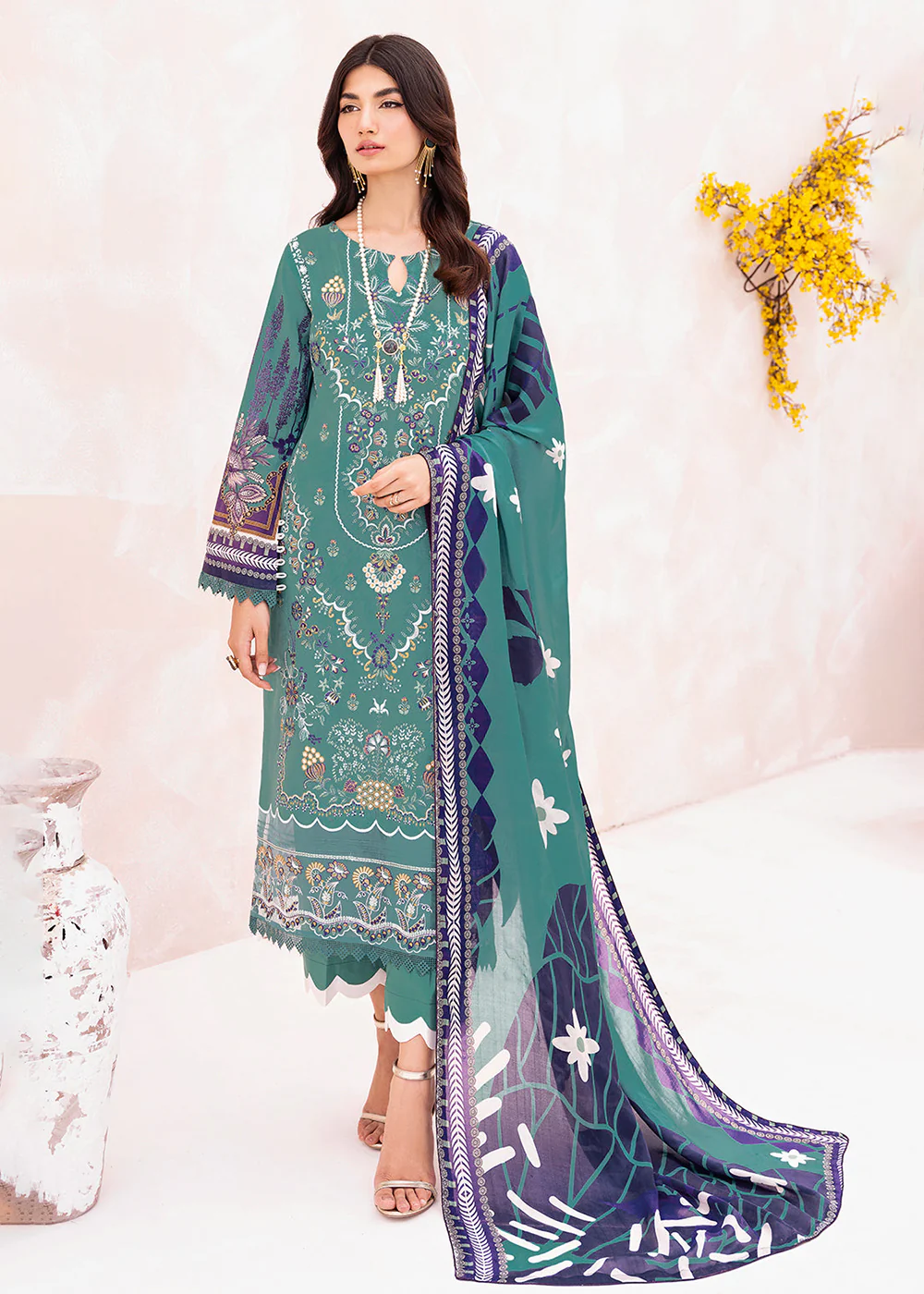 Green Pakistani Salwar Suit - Ramsha Mashaal Collection Vol 7 - #L-705