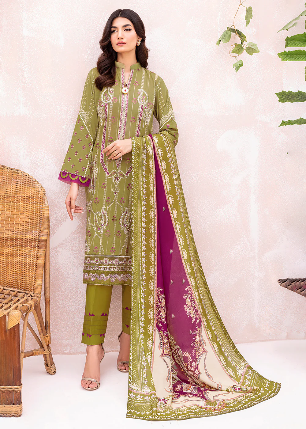Green Pakistani Salwar Suit - Ramsha Mashaal Collection Vol 7 - #L-707