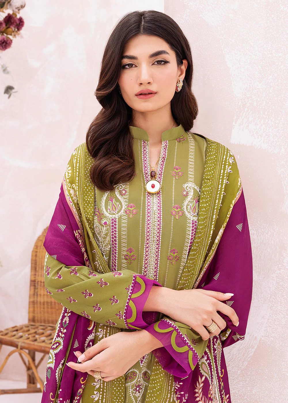 Green Pakistani Salwar Suit - Ramsha Mashaal Collection Vol 7 - #L-707 - Image 2