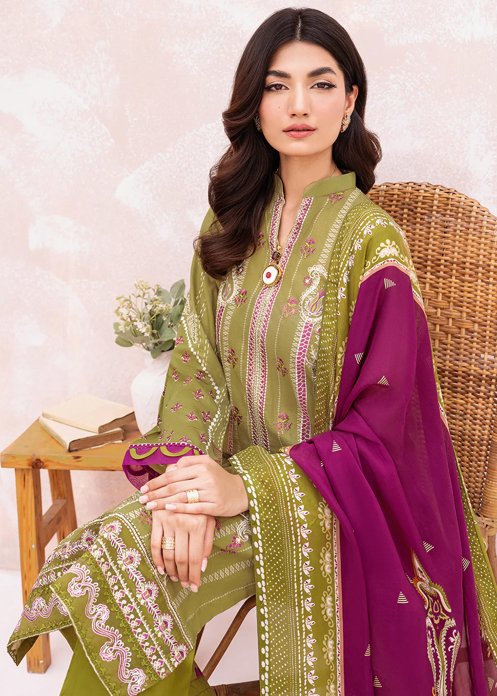 Green Pakistani Salwar Suit - Ramsha Mashaal Collection Vol 7 - #L-707 - Image 4