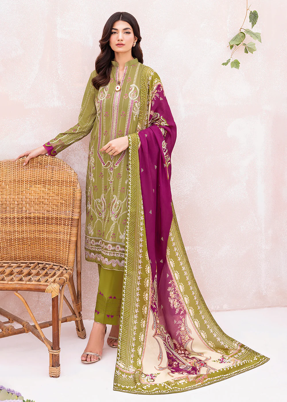 Green Pakistani Salwar Suit - Ramsha Mashaal Collection Vol 7 - #L-707 - Image 5
