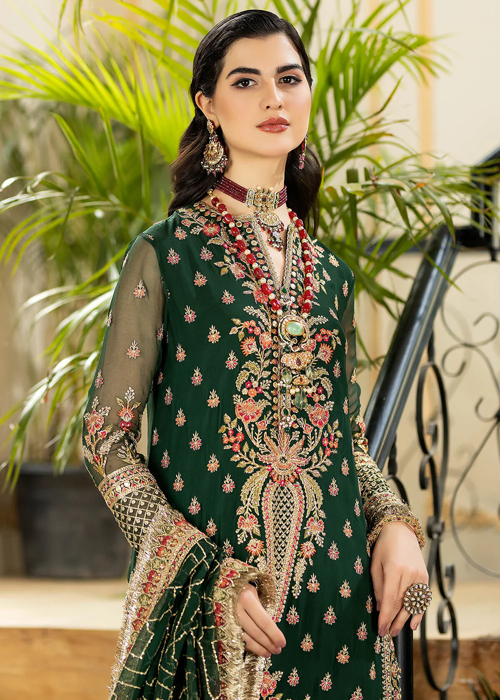 Green Wedding Formal Suit | Imrozia Premium | Jhalak '23 | I-180 - NOOR - Image 2