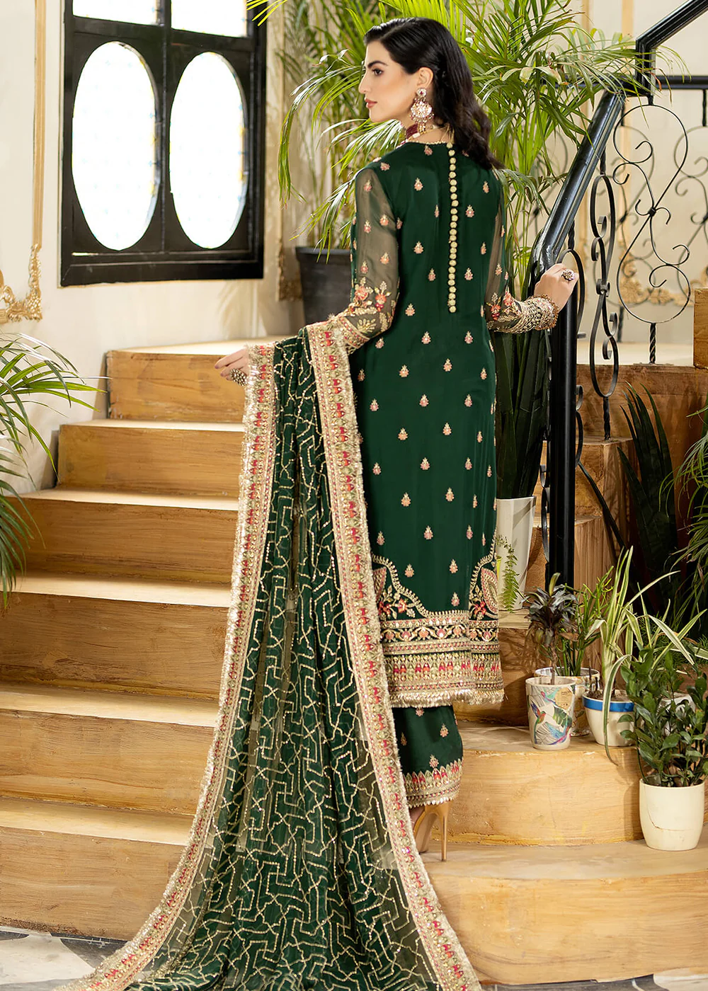 Green Wedding Formal Suit | Imrozia Premium | Jhalak '23 | I-180 - NOOR - Image 3