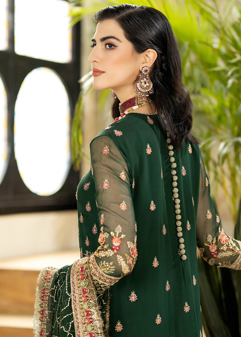 Green Wedding Formal Suit | Imrozia Premium | Jhalak '23 | I-180 - NOOR - Image 5