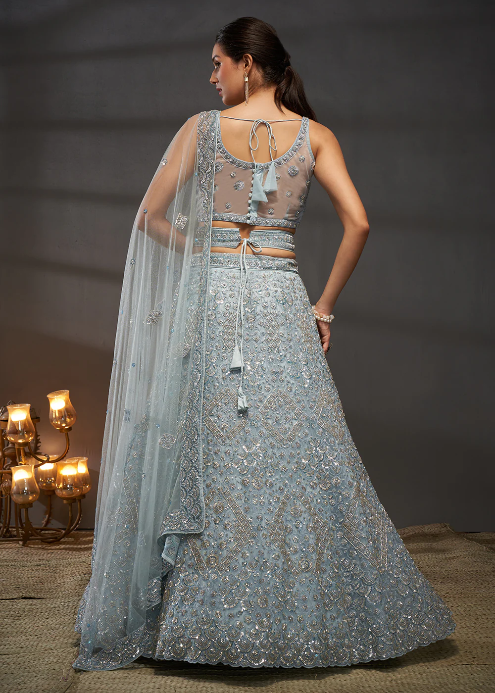 Grey Cut Dana & Zarkan Embroidered Bridal Lehenga Choli - Image 3