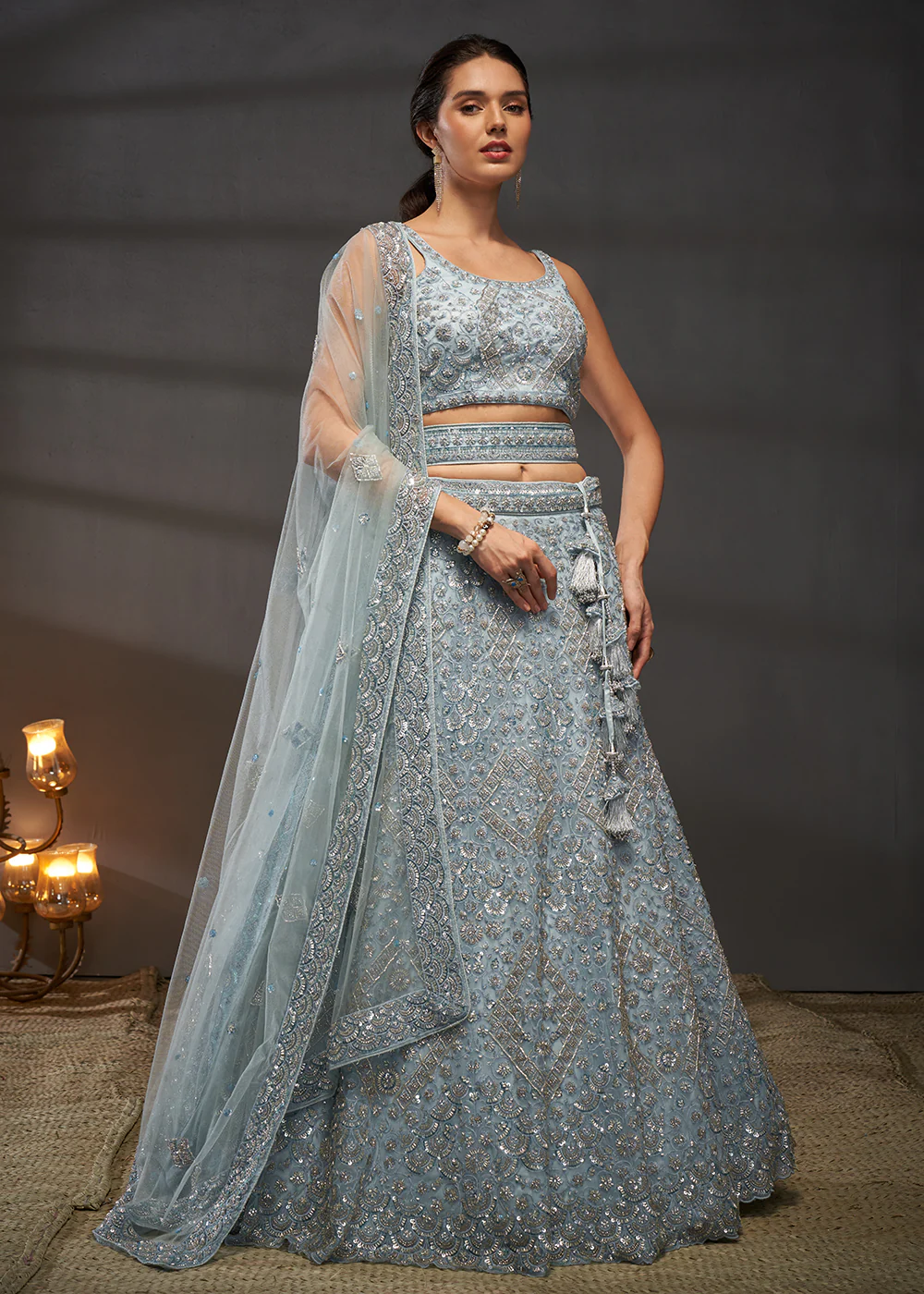 Grey Cut Dana & Zarkan Embroidered Bridal Lehenga Choli - Image 4