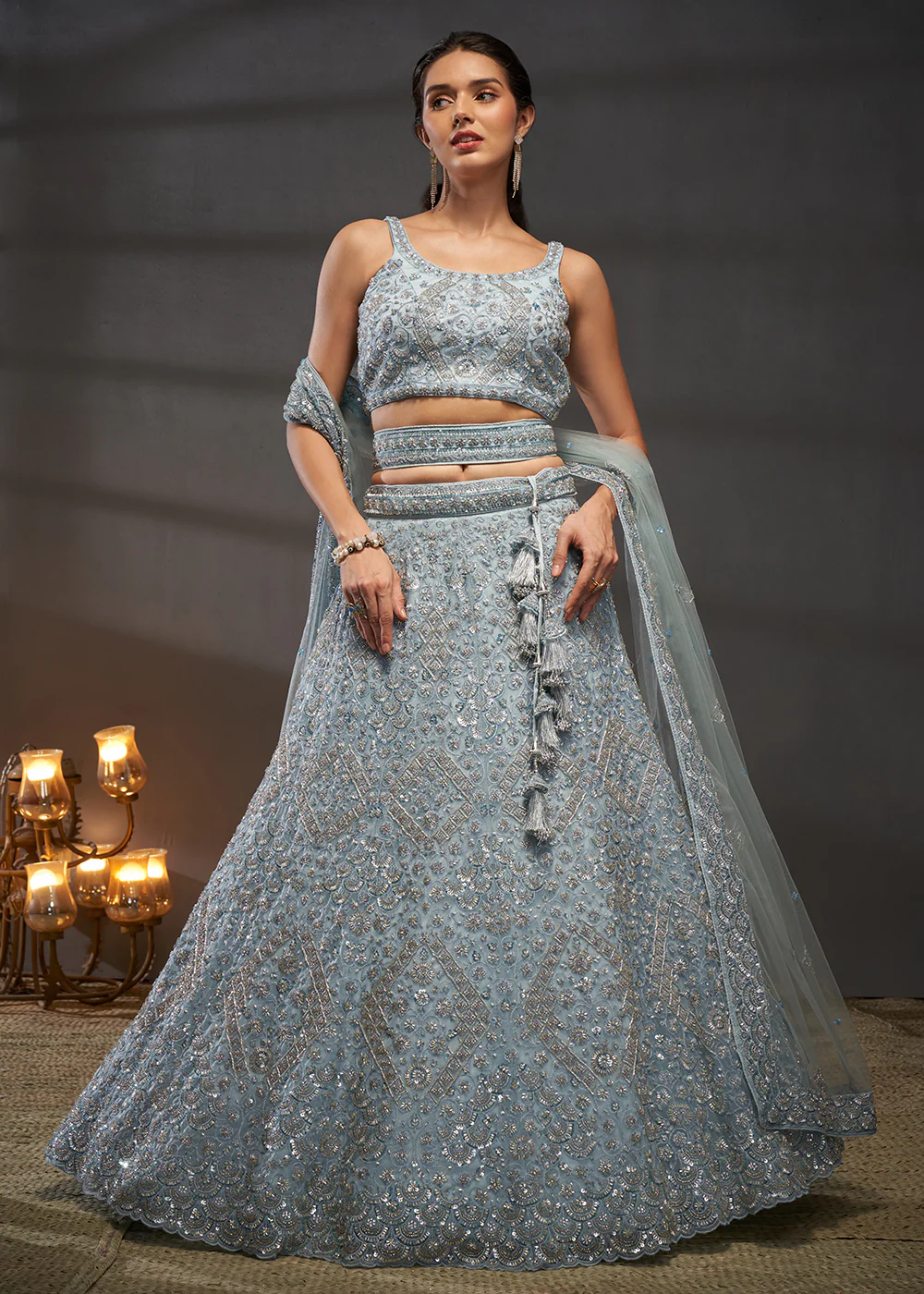Grey Cut Dana & Zarkan Embroidered Bridal Lehenga Choli - Image 6