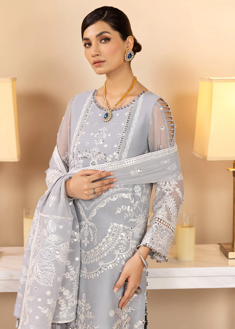 Grey Formal Suit - Alizeh - Dhaagay Formals '23 - V02D06 - Kiral - Image 5