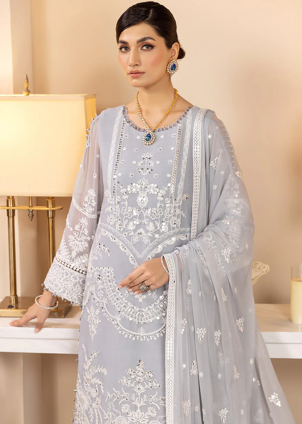 Grey Formal Suit - Alizeh - Dhaagay Formals '23 - V02D06 - Kiral - Image 8