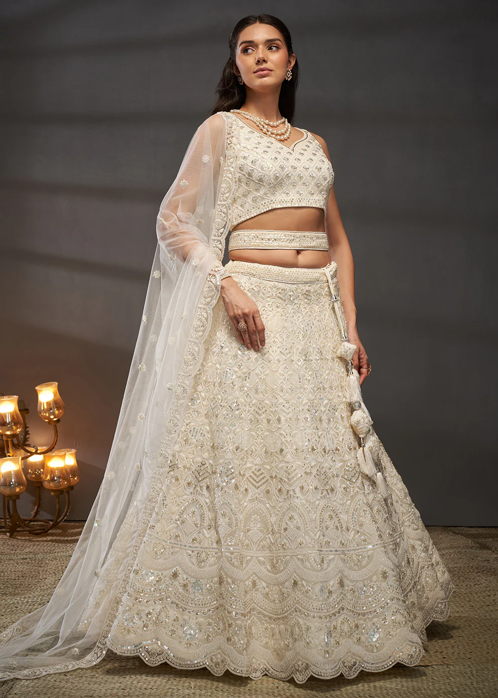 Heavy Embroidered Cream Designer Bridal Lehenga Choli - Image 5