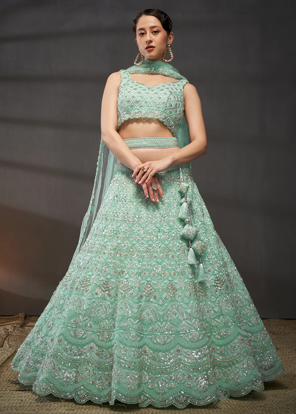 Heavy Embroidered Turquoise Designer Bridal Lehenga Choli