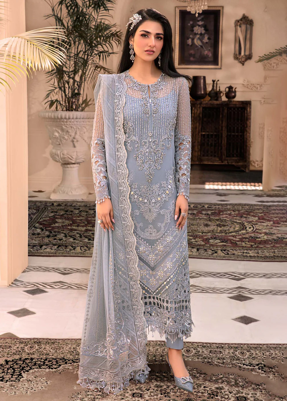 Ice Blue Embroidered Suit - Maria B - Mbroidered Heritage Edition - BD-2603
