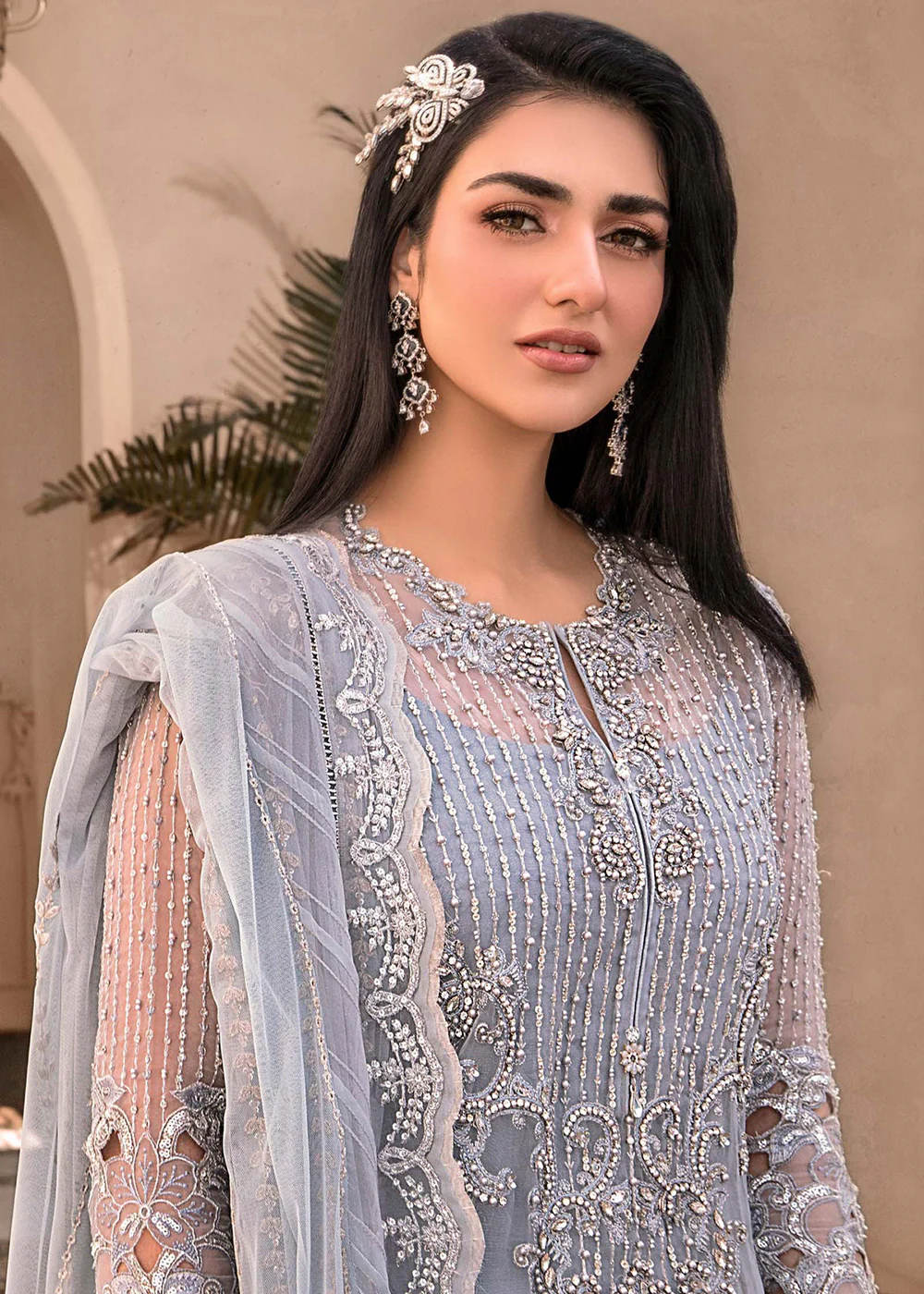 Ice Blue Embroidered Suit - Maria B - Mbroidered Heritage Edition - BD-2603 - Image 2