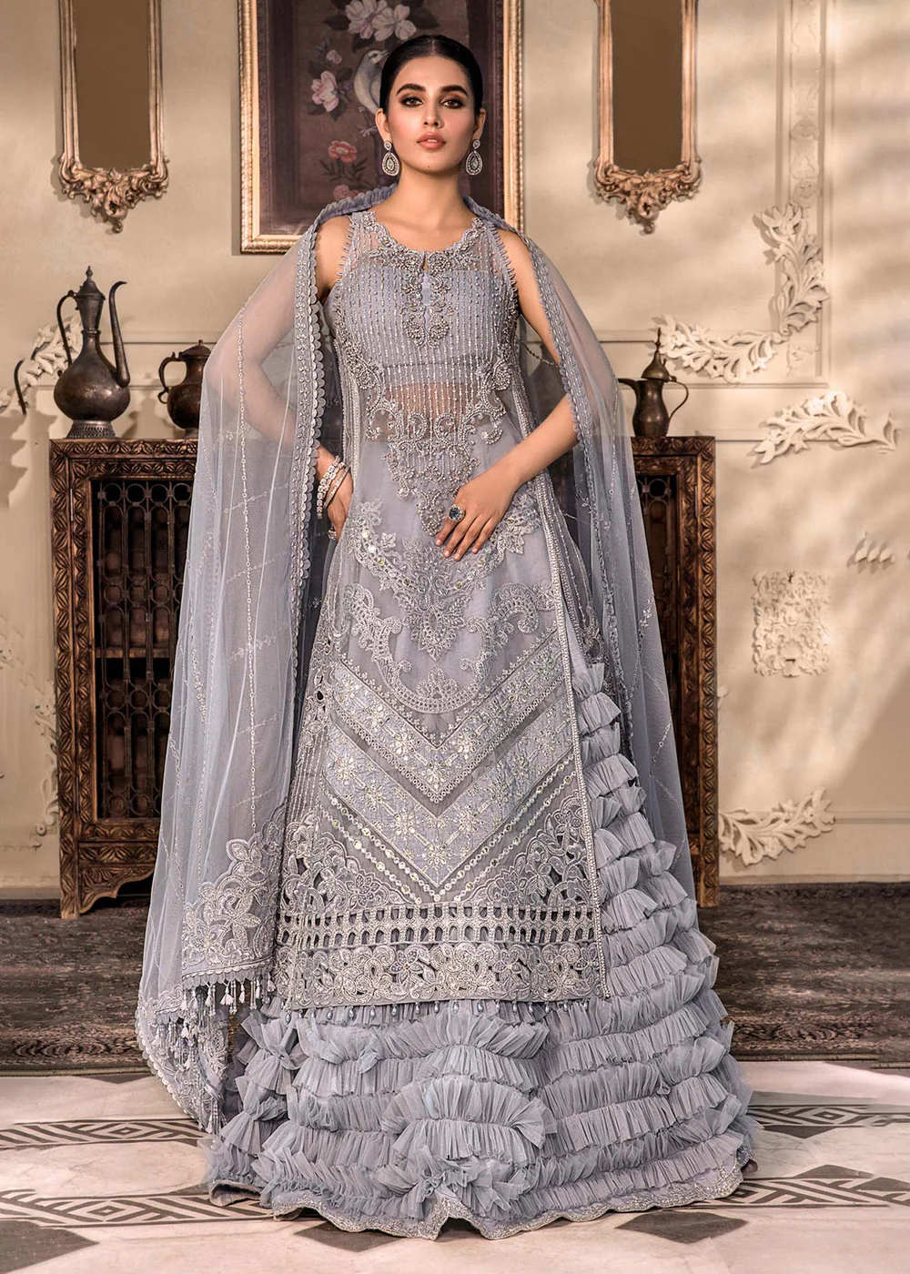 Ice Blue Embroidered Suit - Maria B - Mbroidered Heritage Edition - BD-2603 - Image 3