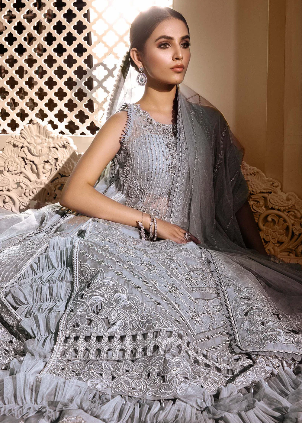 Ice Blue Embroidered Suit - Maria B - Mbroidered Heritage Edition - BD-2603 - Image 4