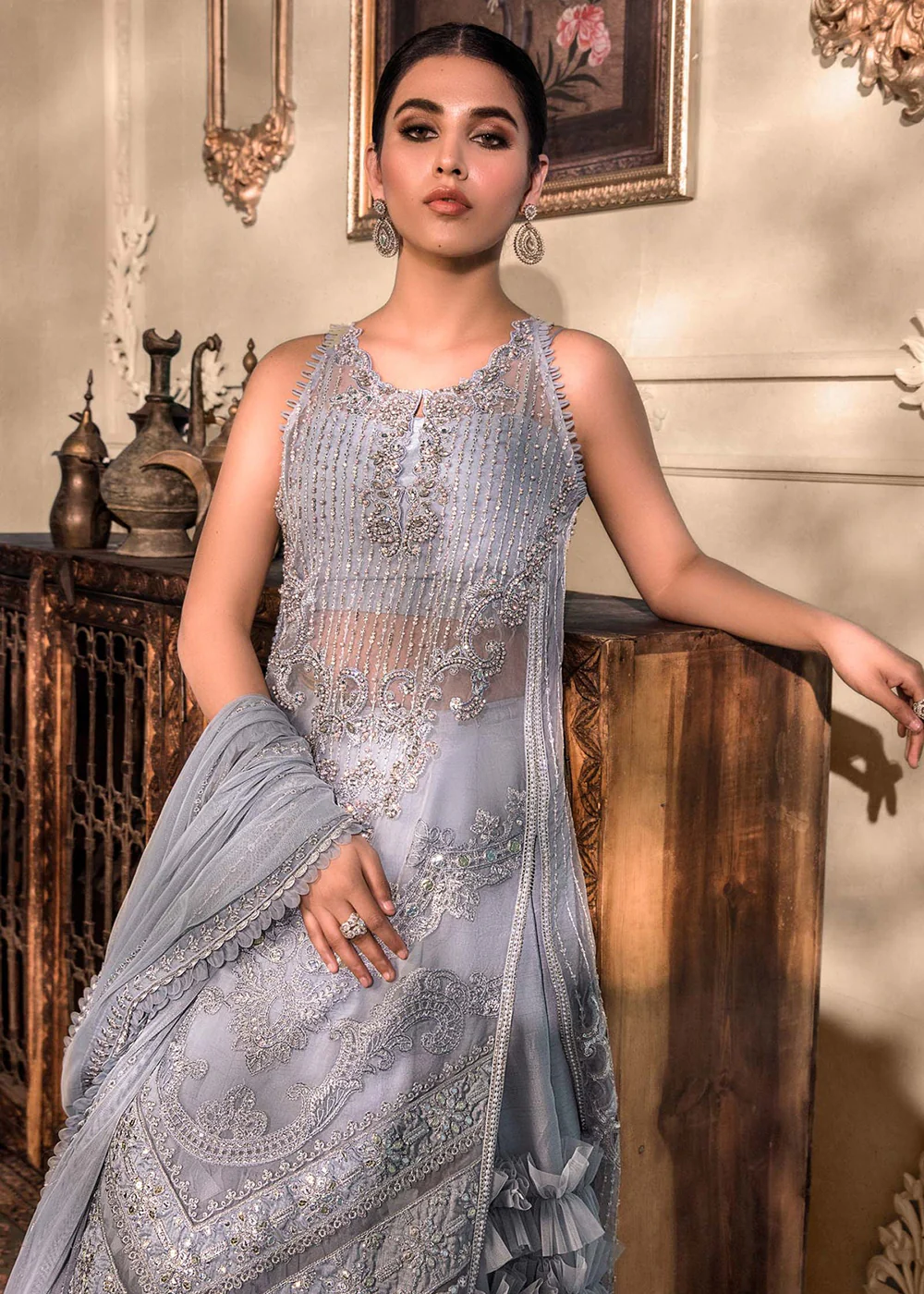 Ice Blue Embroidered Suit - Maria B - Mbroidered Heritage Edition - BD-2603 - Image 5