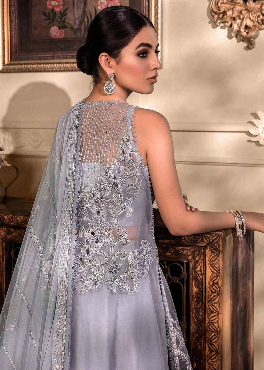 Ice Blue Embroidered Suit - Maria B - Mbroidered Heritage Edition - BD-2603 - Image 6