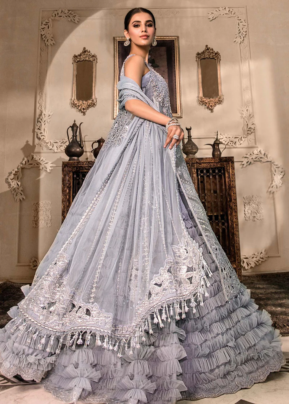 Ice Blue Embroidered Suit - Maria B - Mbroidered Heritage Edition - BD-2603 - Image 8