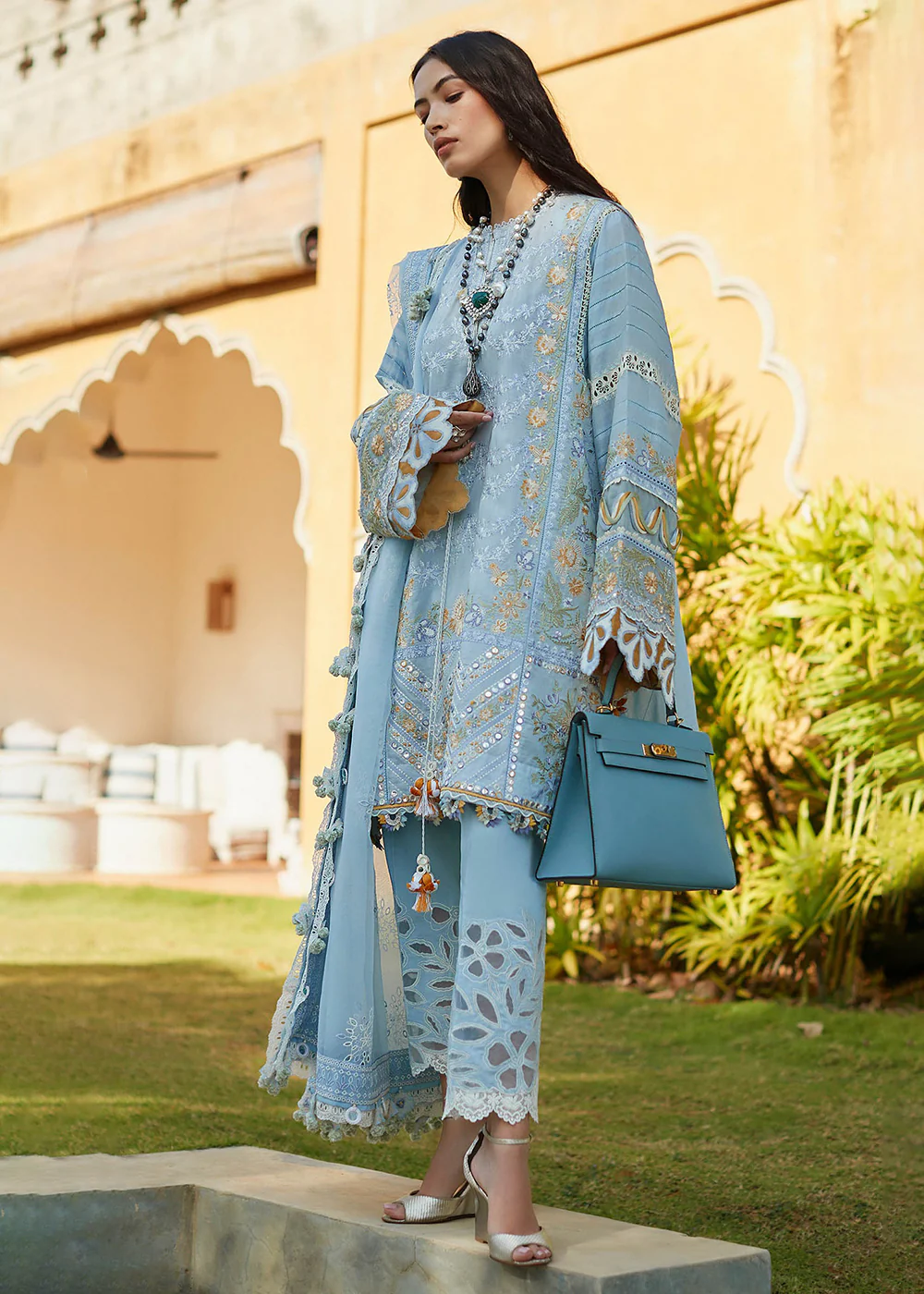 Ice Blue Lawn Suit - Elan - Luxury Lawn '23 - IRA-EL23-01A - Image 5