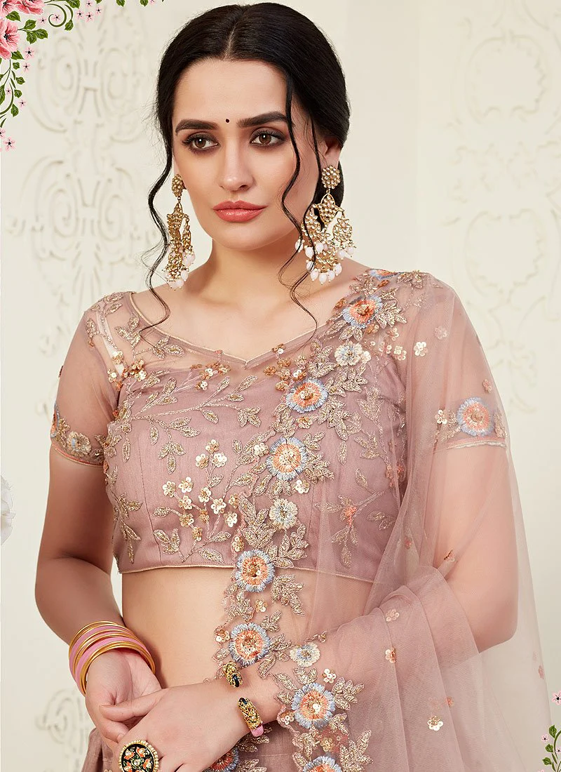 Incredible Mauve Floral Embroidered Stunning Lehenga Choli - Image 2