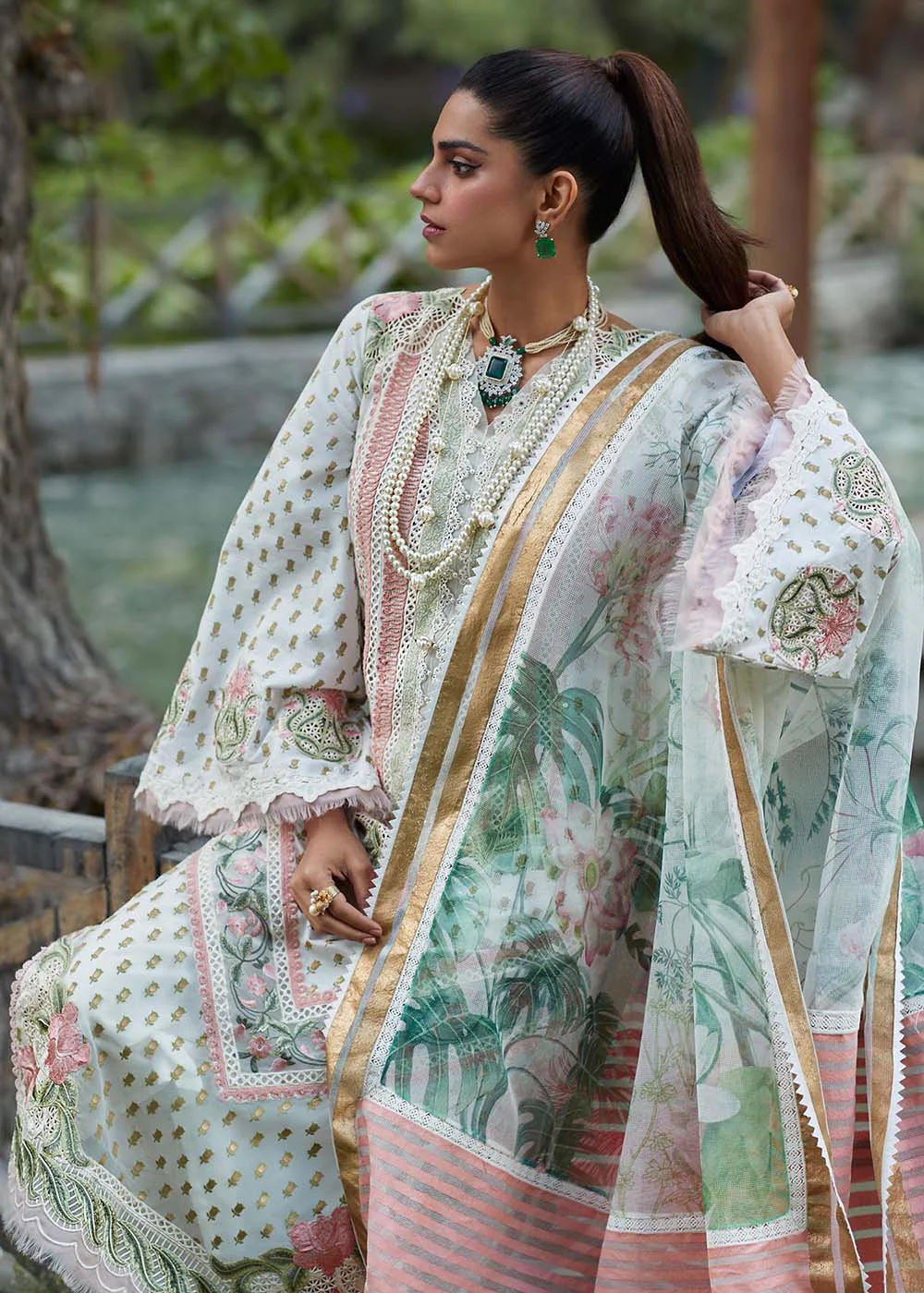 Ivory Lawn Suit - Saira Shakira X Crimson Luxury Lawn '23 - Shigar - D5A - Image 2