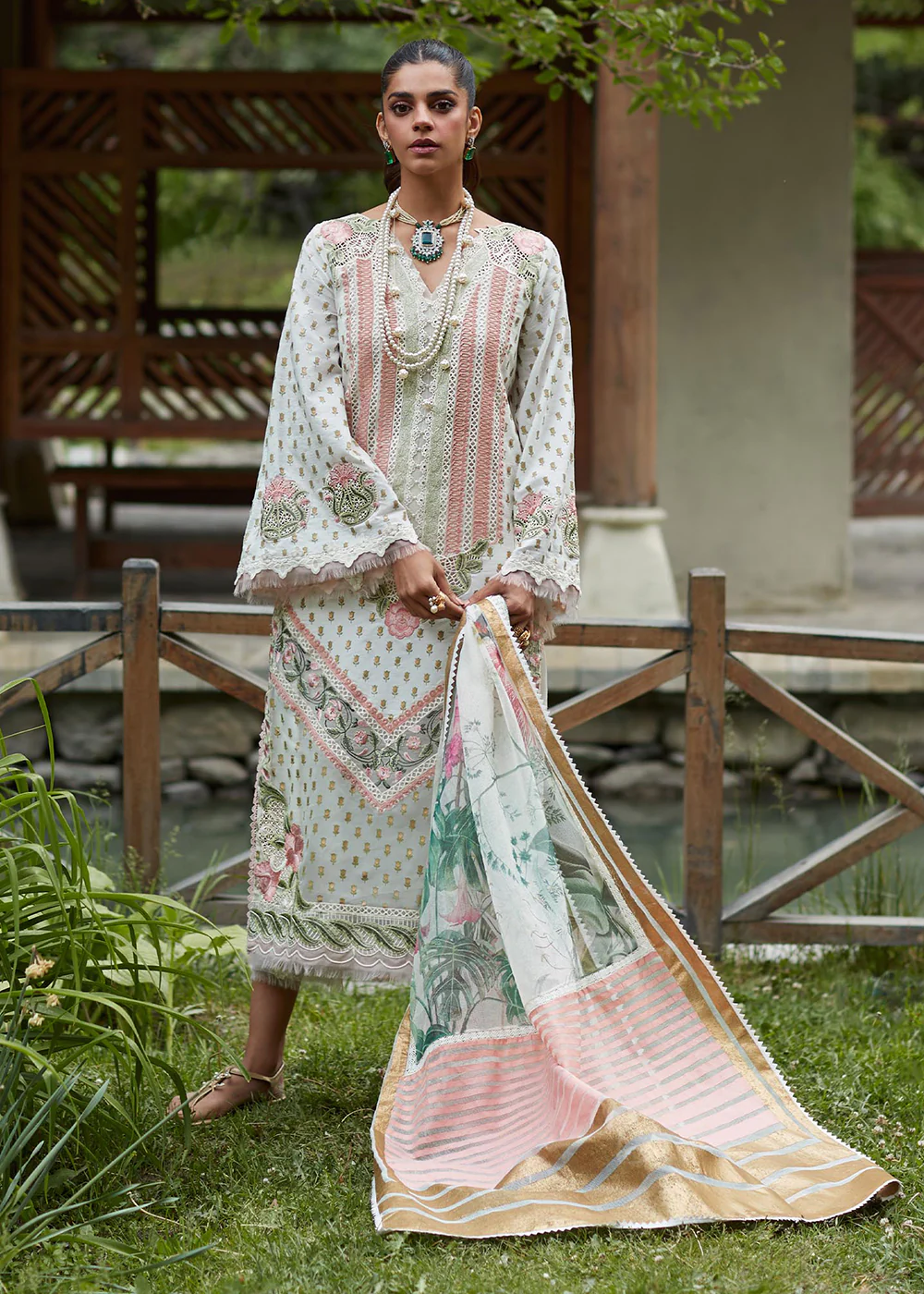 Ivory Lawn Suit - Saira Shakira X Crimson Luxury Lawn '23 - Shigar - D5A - Image 3