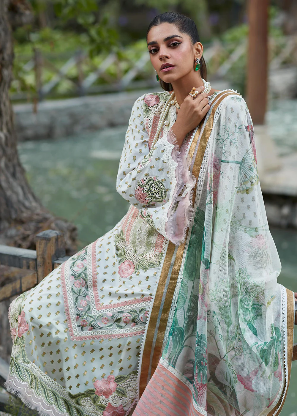 Ivory Lawn Suit - Saira Shakira X Crimson Luxury Lawn '23 - Shigar - D5A - Image 4