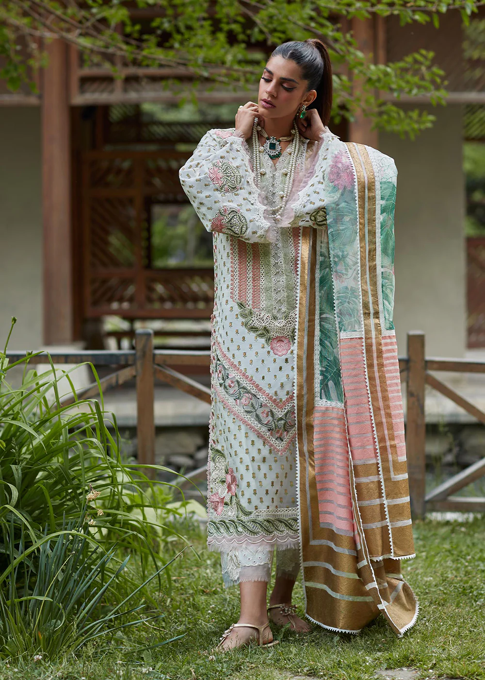 Ivory Lawn Suit - Saira Shakira X Crimson Luxury Lawn '23 - Shigar - D5A - Image 7