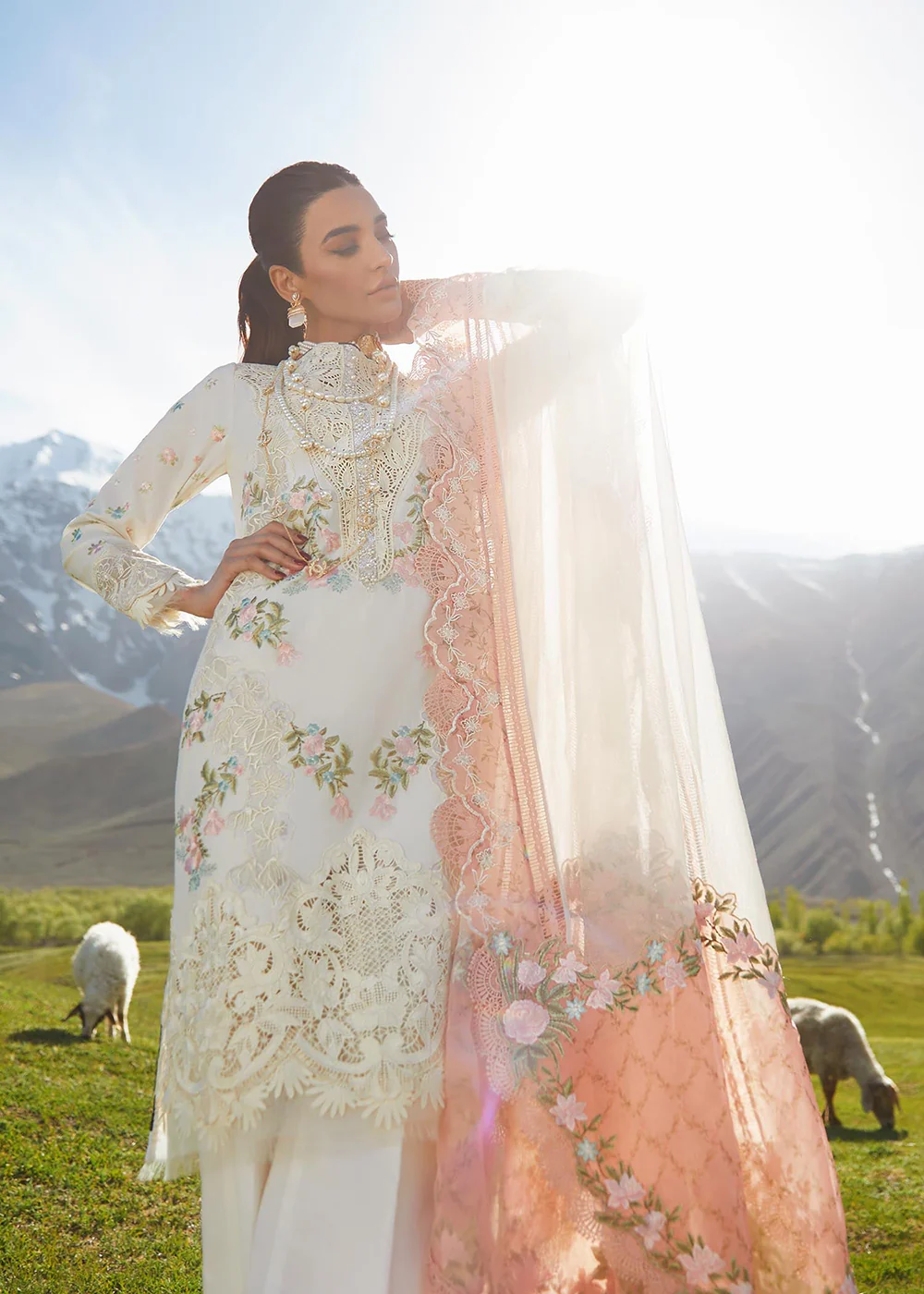 Ivory Lawn Suit - Saira Shakira X Crimson Luxury Lawn '23 - Summer in the Meadows - D1A - Image 6