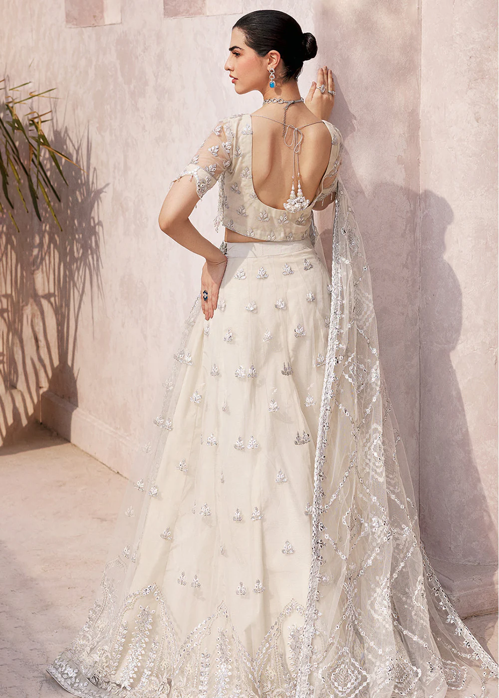 Ivory Lehenga Choli | Emaan Adeel | Mirha Wedding Edition '23 | MH-201 - Image 3