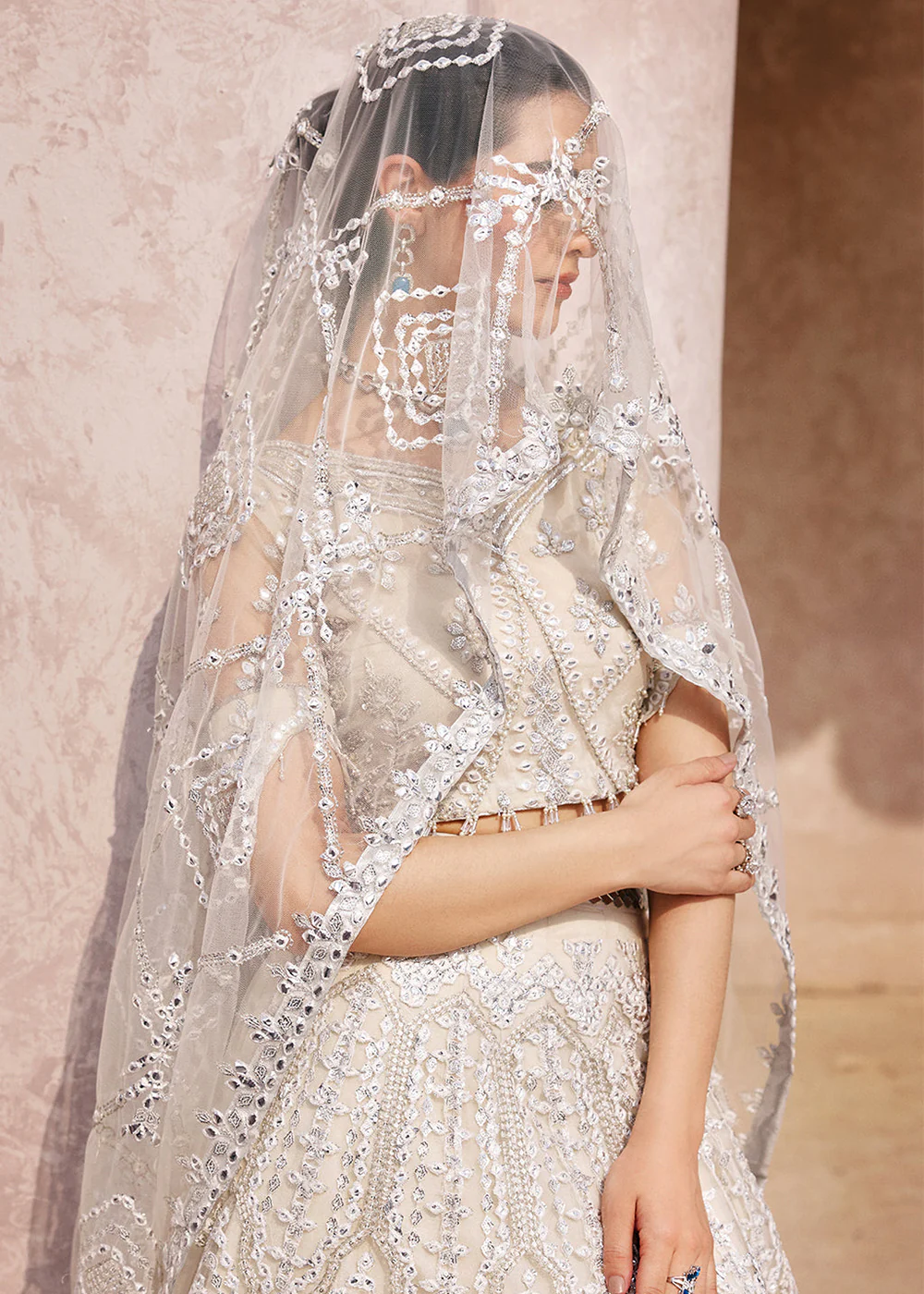 Ivory Lehenga Choli | Emaan Adeel | Mirha Wedding Edition '23 | MH-201 - Image 8