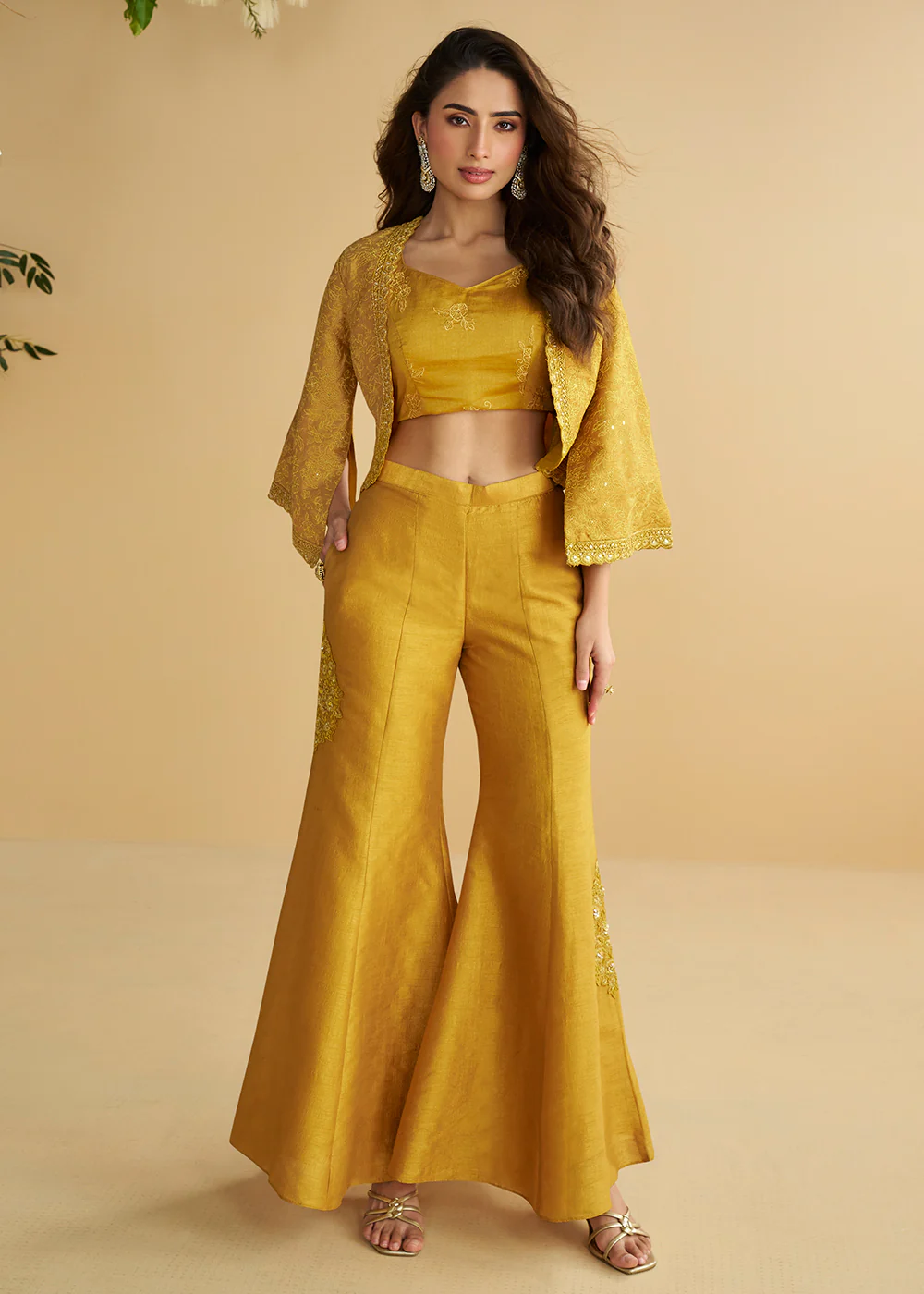 Jacket Style Golden Yellow Trendy Indo Wester Dress