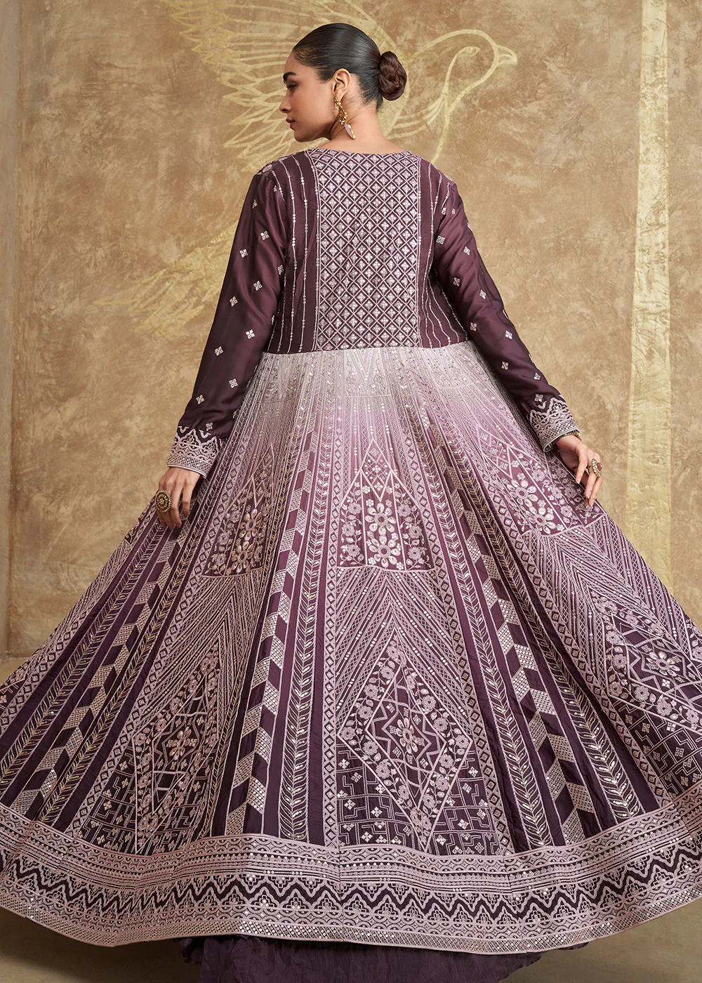 Jacket Style Purple Embroidered Festive Lehenga Choli - Image 3