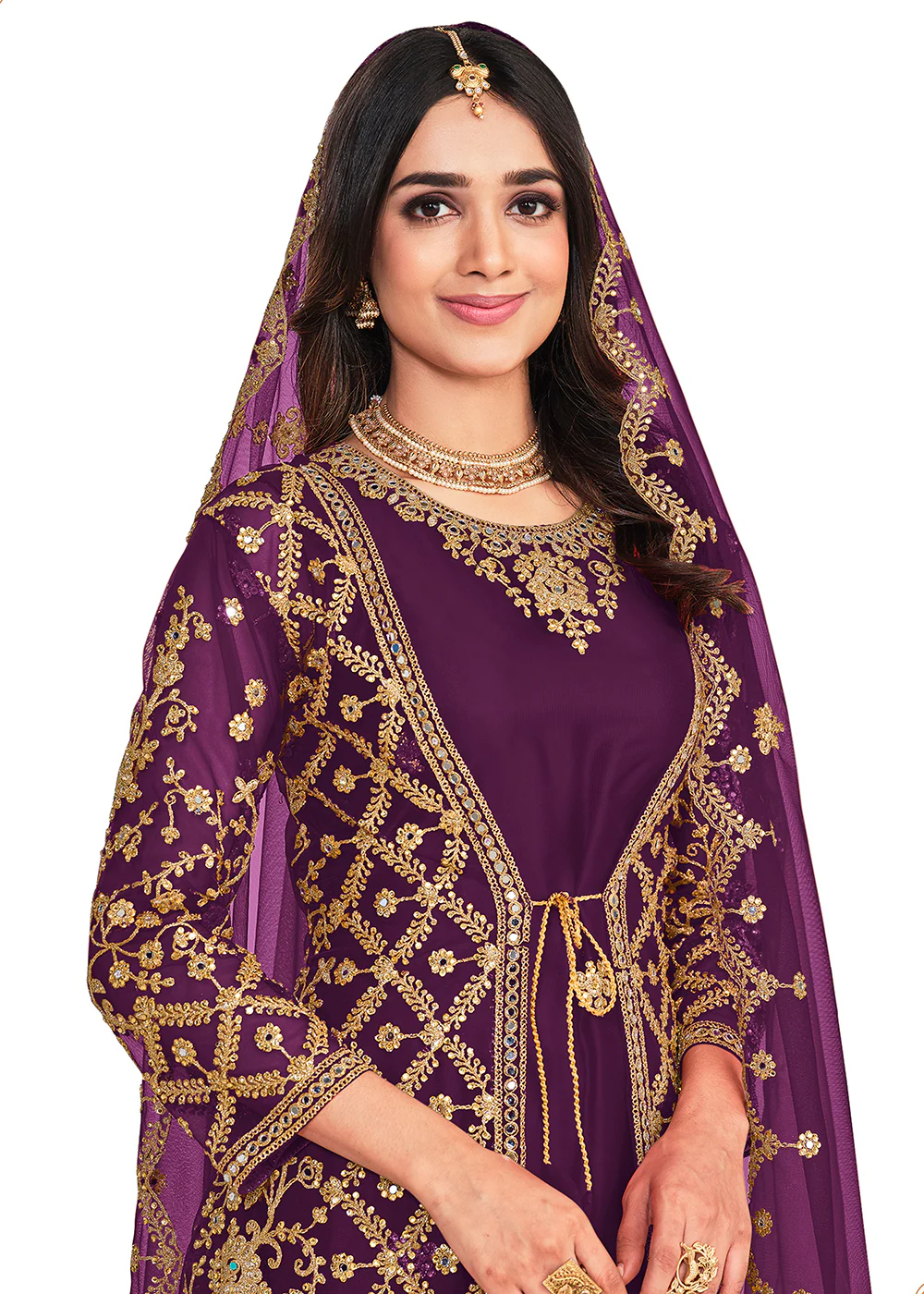 Koti Style Lovely Purple Patterned Festive Salwar Suit - Image 2