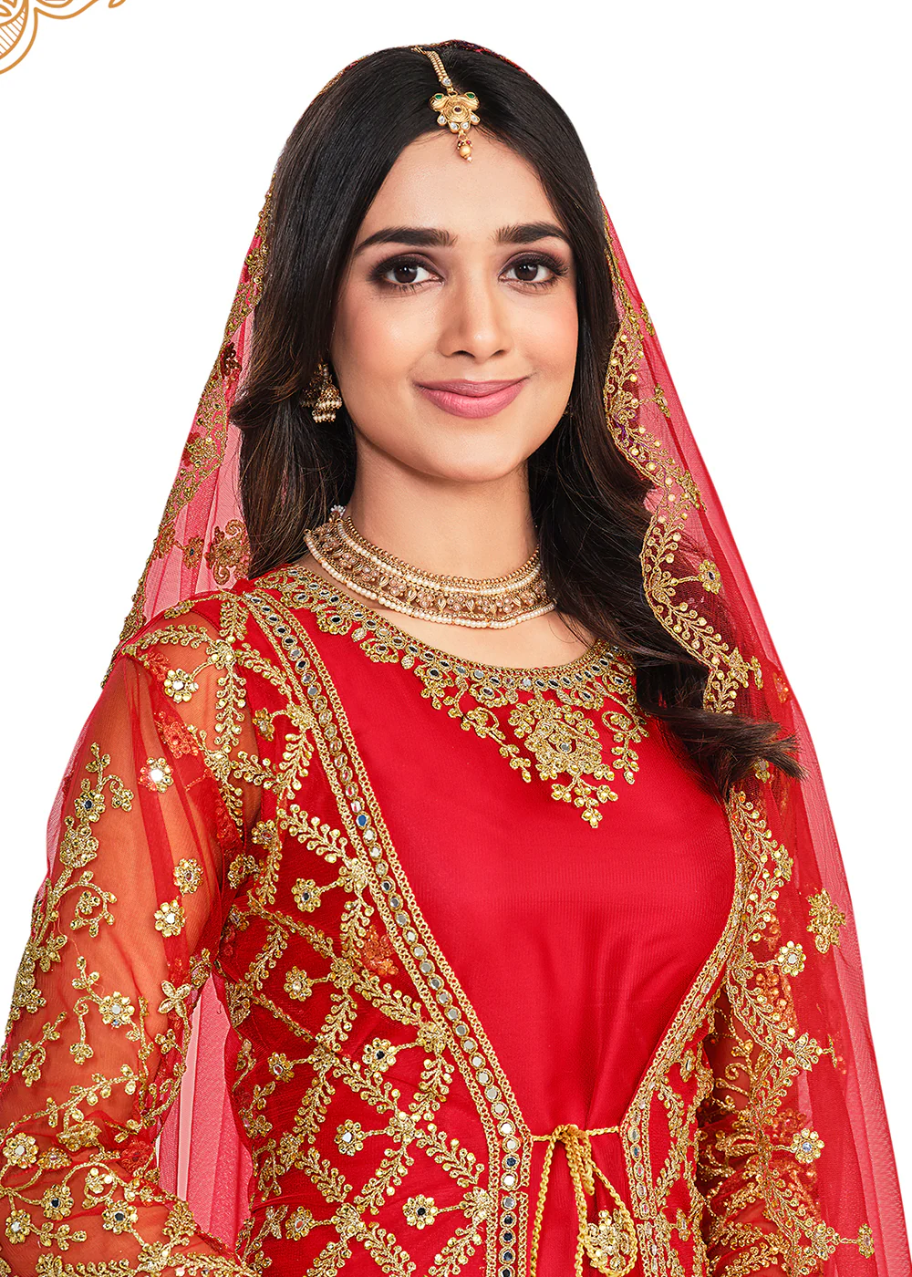 Koti Style Princely Red Patterned Festive Salwar Suit - Image 2