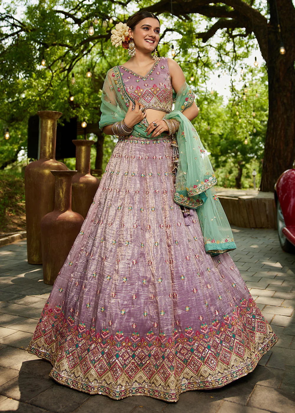 Lavender Cording Embroidery Designer Lehenga Choli