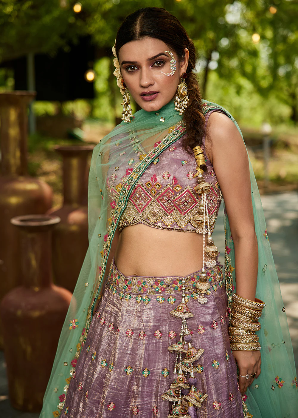 Lavender Cording Embroidery Designer Lehenga Choli - Image 2