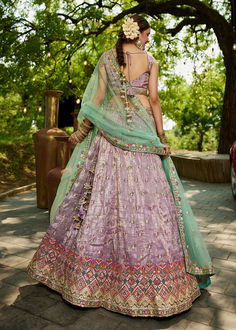 Lavender Cording Embroidery Designer Lehenga Choli - Image 3