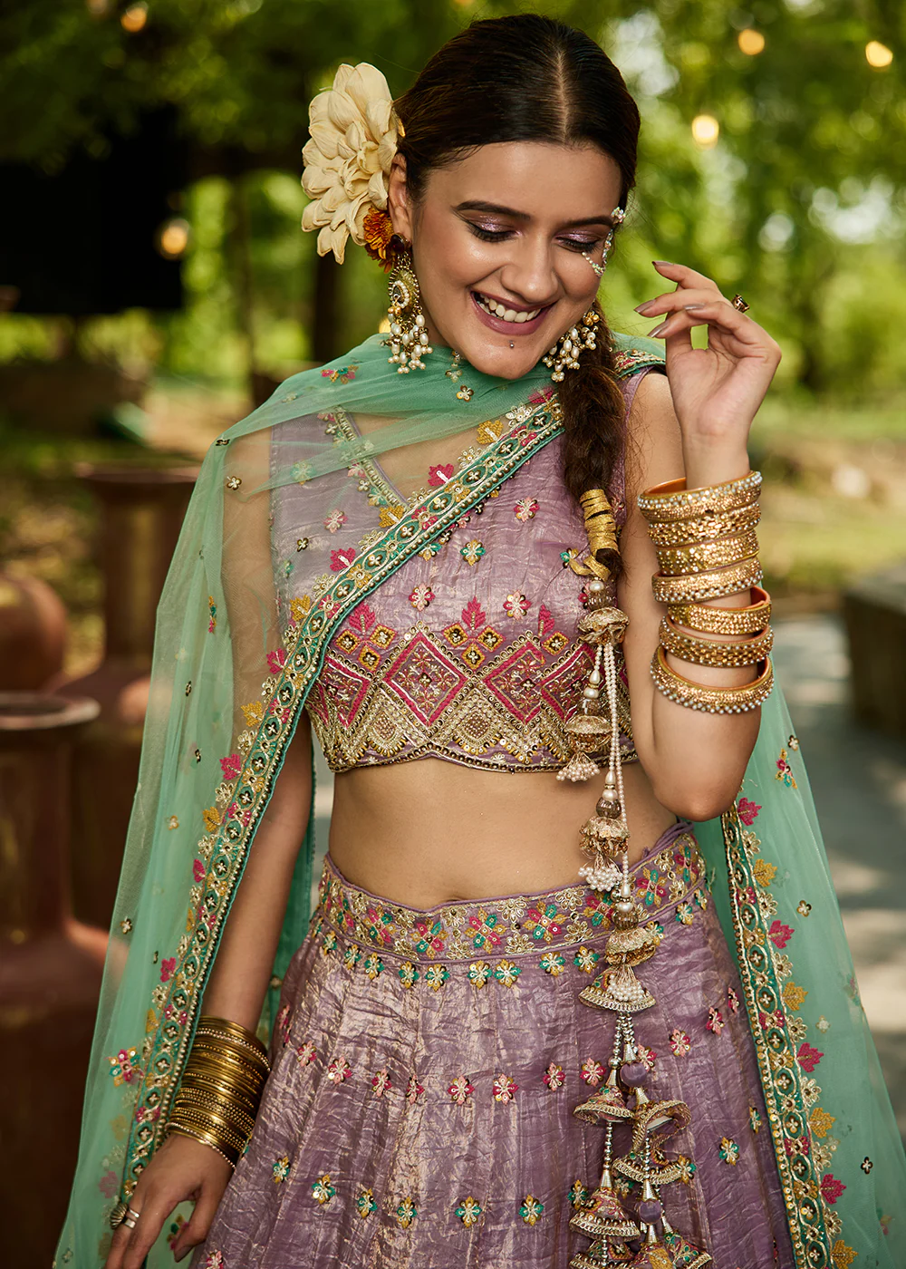 Lavender Cording Embroidery Designer Lehenga Choli - Image 4