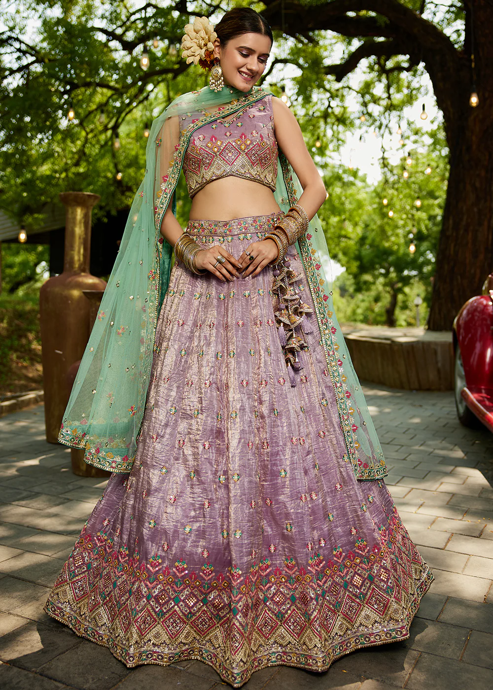Lavender Cording Embroidery Designer Lehenga Choli - Image 5
