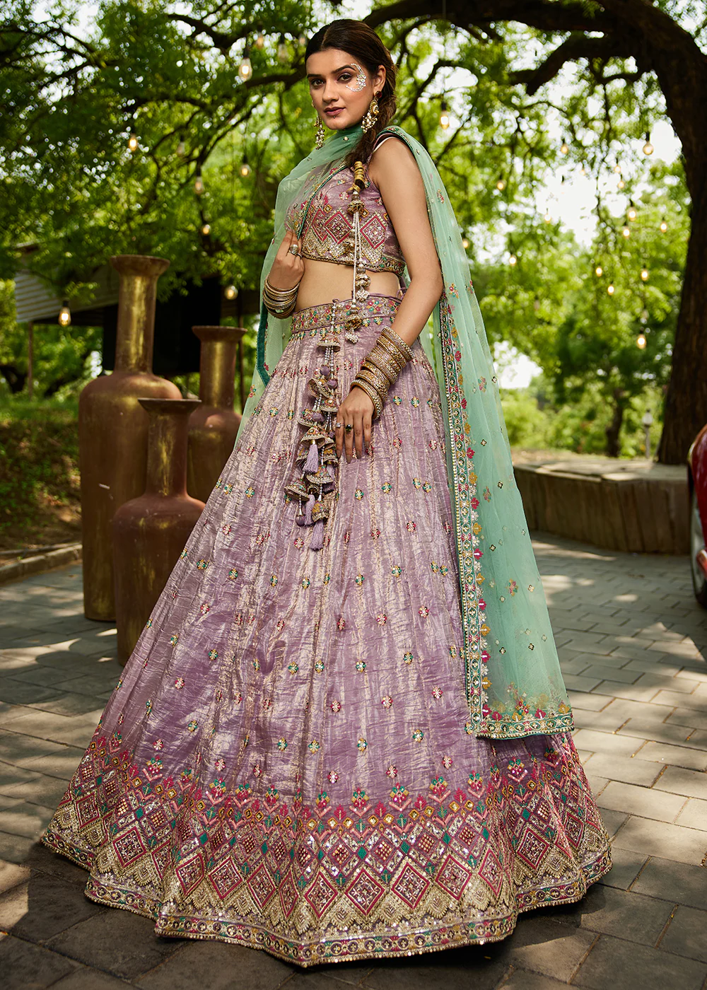 Lavender Cording Embroidery Designer Lehenga Choli - Image 6