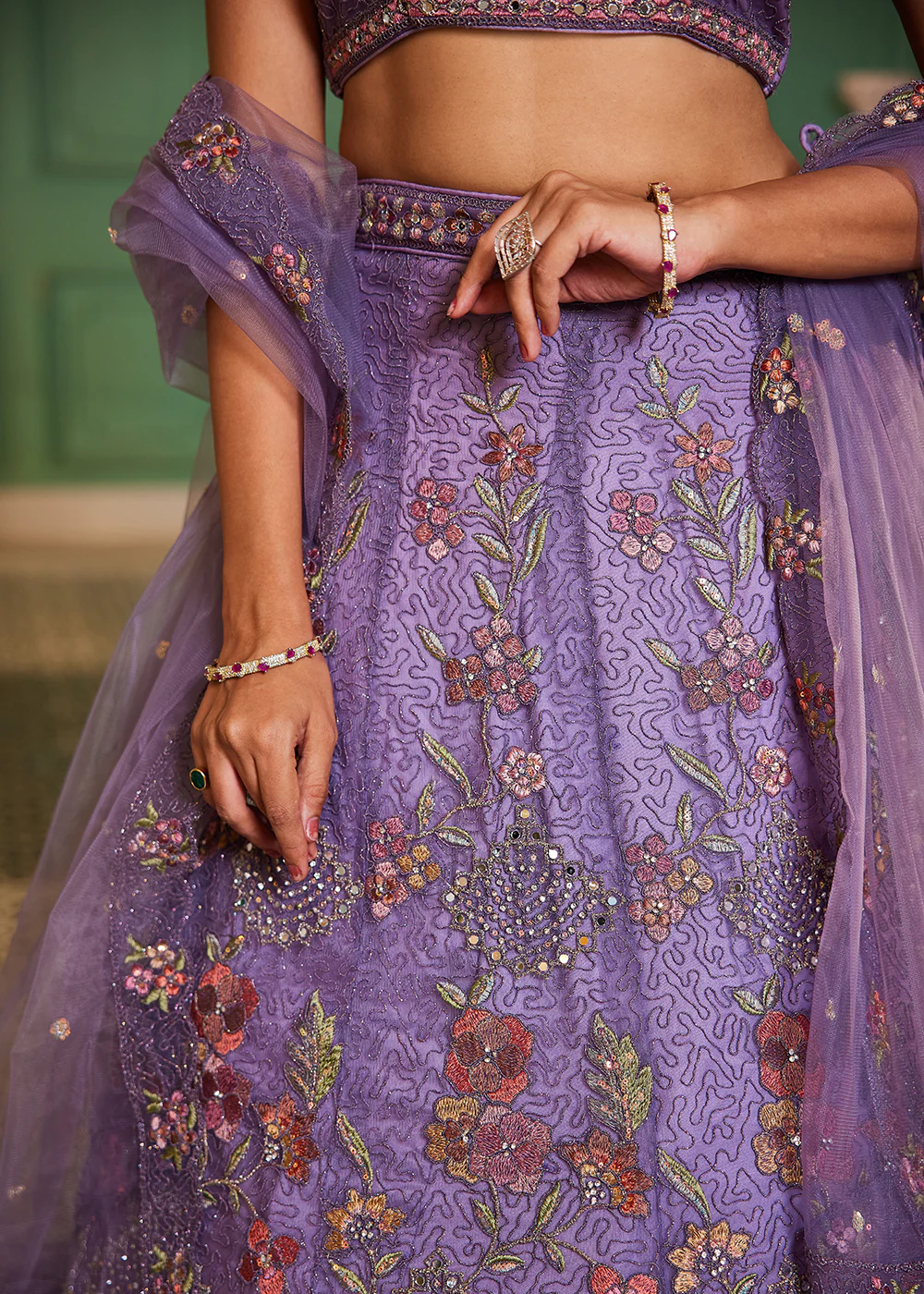 Lavender Net Cording & Zarkan Festive Lehenga Choli - Image 7