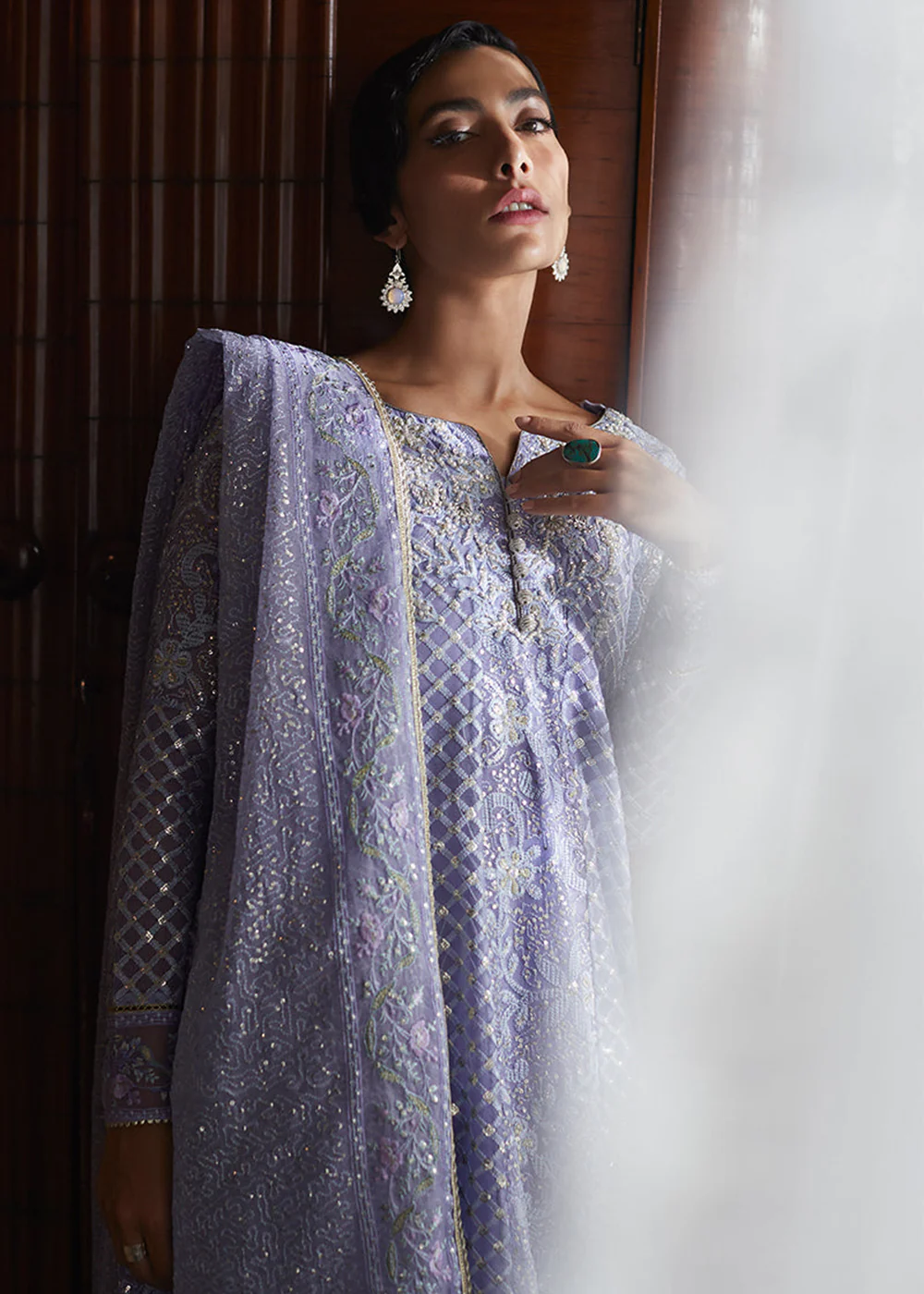 Lavender Organza Net Pakistani Suit | Mushq | Qala Kamdaani | Neha - Image 7